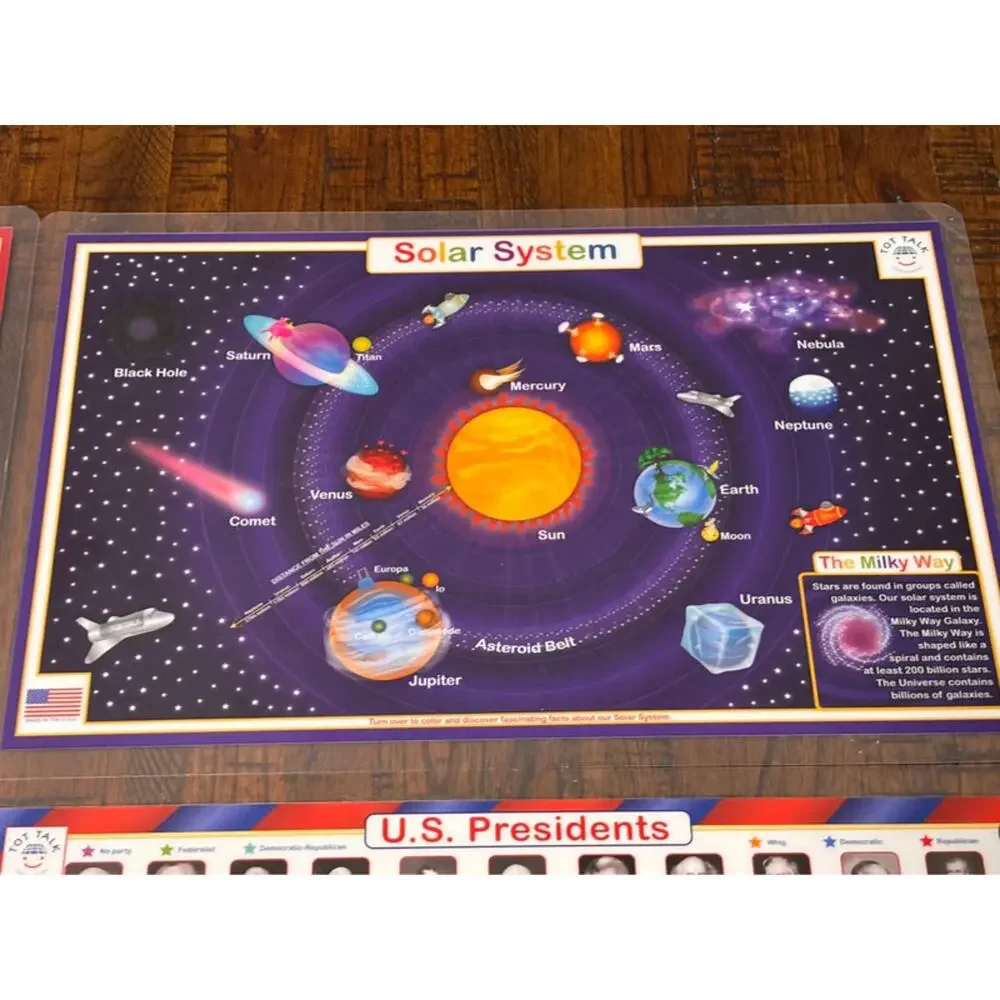 Tot Talk 2022 Laminated Kids Learning Home School Place Mat  4 Reversible Mats
